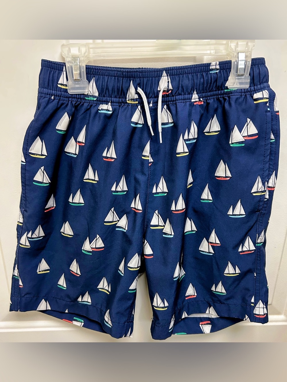 Crewcuts Boys Swim - Navy Sailboat Print Swim Trunks